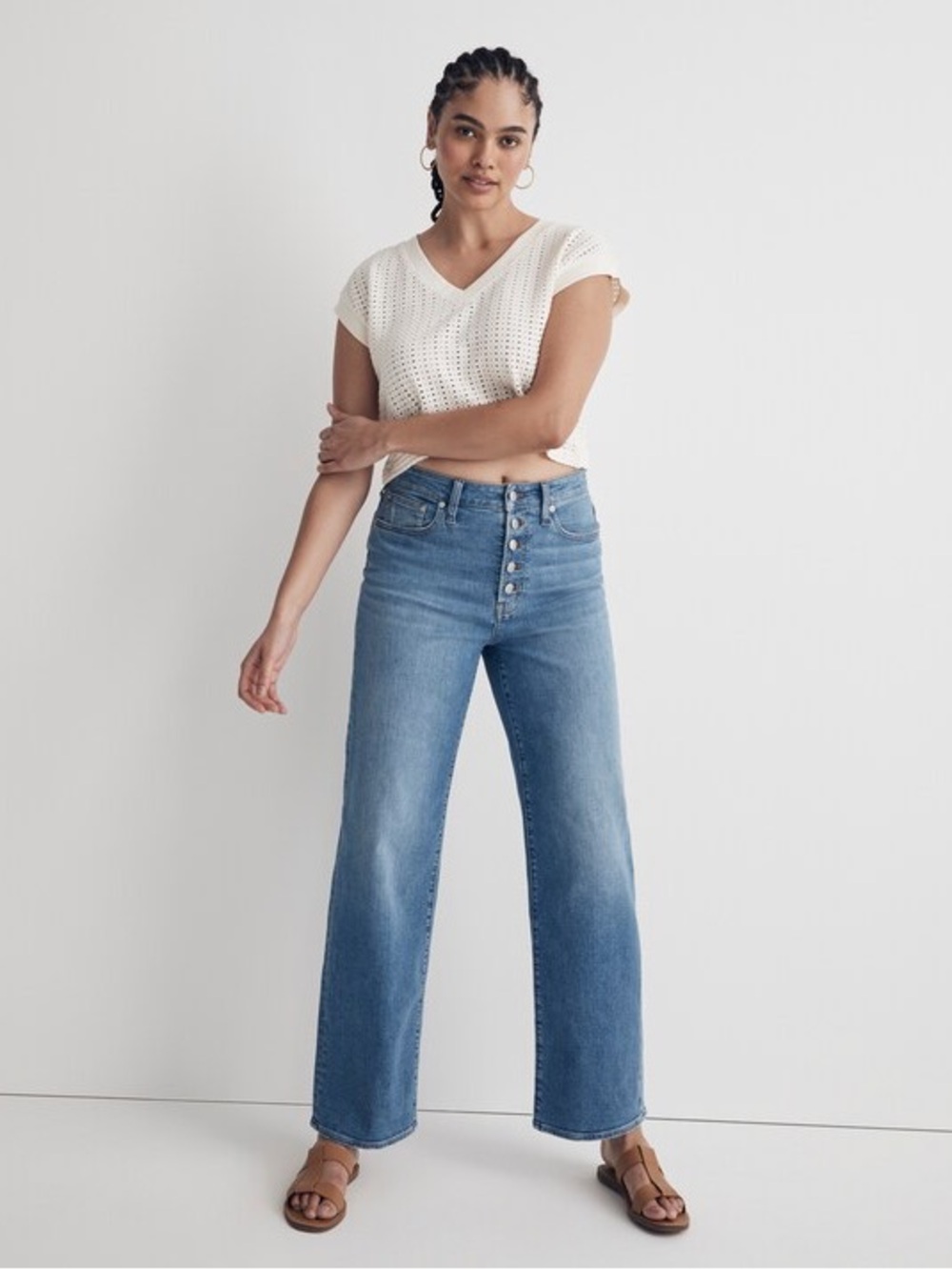 Madewell The Perfect Vintage Wide-Leg Jeans Exposed Button Fly Size 27